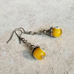Handmade Evil Eye YellowTalisman Drop Earrings